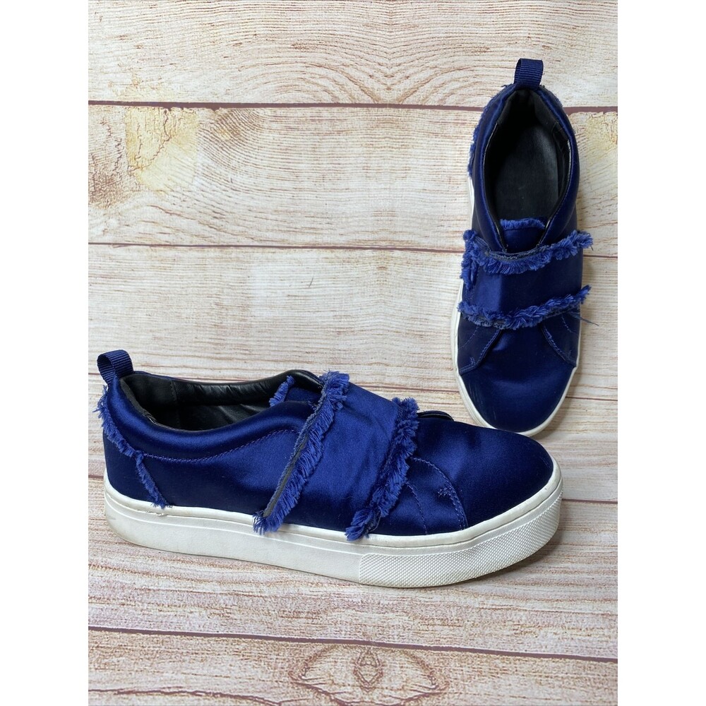 Sam Edelman Levine Navy Satin Platform Casual Slip On Sneakers Women's 7.5